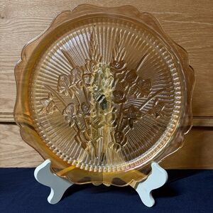 Vintage Orange Carnival Glass Plate